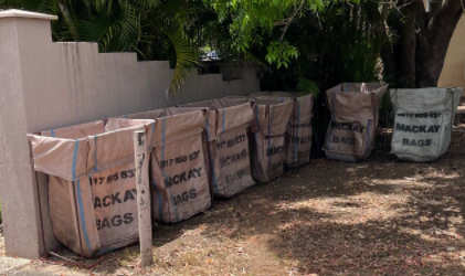 Row of garden bags